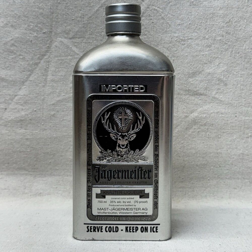 Jagamiester Imported Tin Bottle Container ONLY No Alcohol Home Decor Man Cave